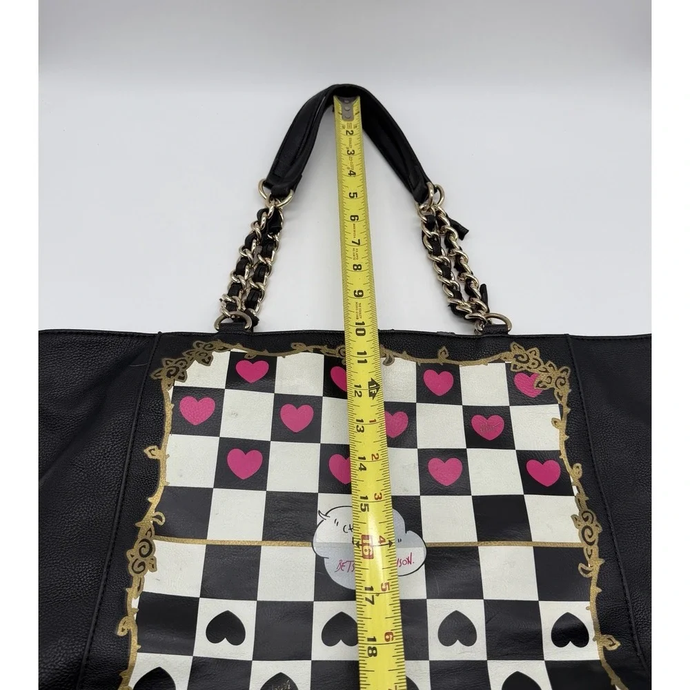 Betsey‎ Johnson Queen Kitsch Tote Check Me Out Hearts Checker Board Travel Bag
